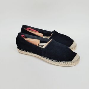 Fabiolas Spain Black Suede Canvas Captoe Espadrilles Flats  Size 9 Bin2